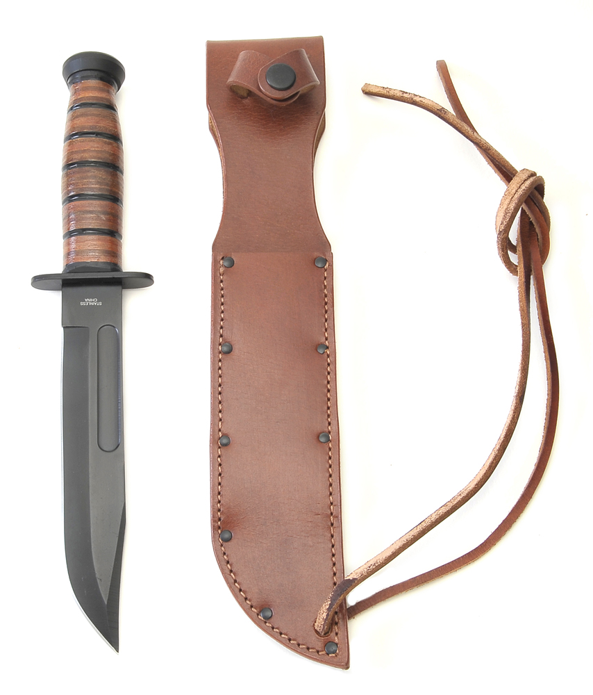 WWII Combat Knife With Correct WW2 Leather Sheath