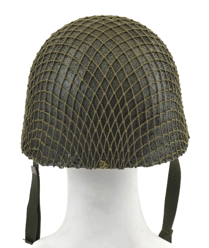 U.s. M1 Helmet Steel Pot With Liner Cork Texture And Net