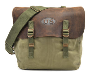U.S. WW2  M1936 Musette Bag with Shoulder strap and Leather Flap Dark OD marked JT&L® 1944