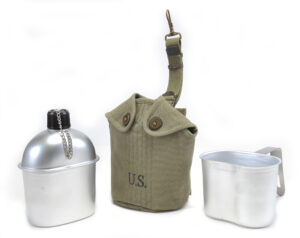 US WW2 Airborne Canteen Cover Canteen and Canteen Cup J&L 1944